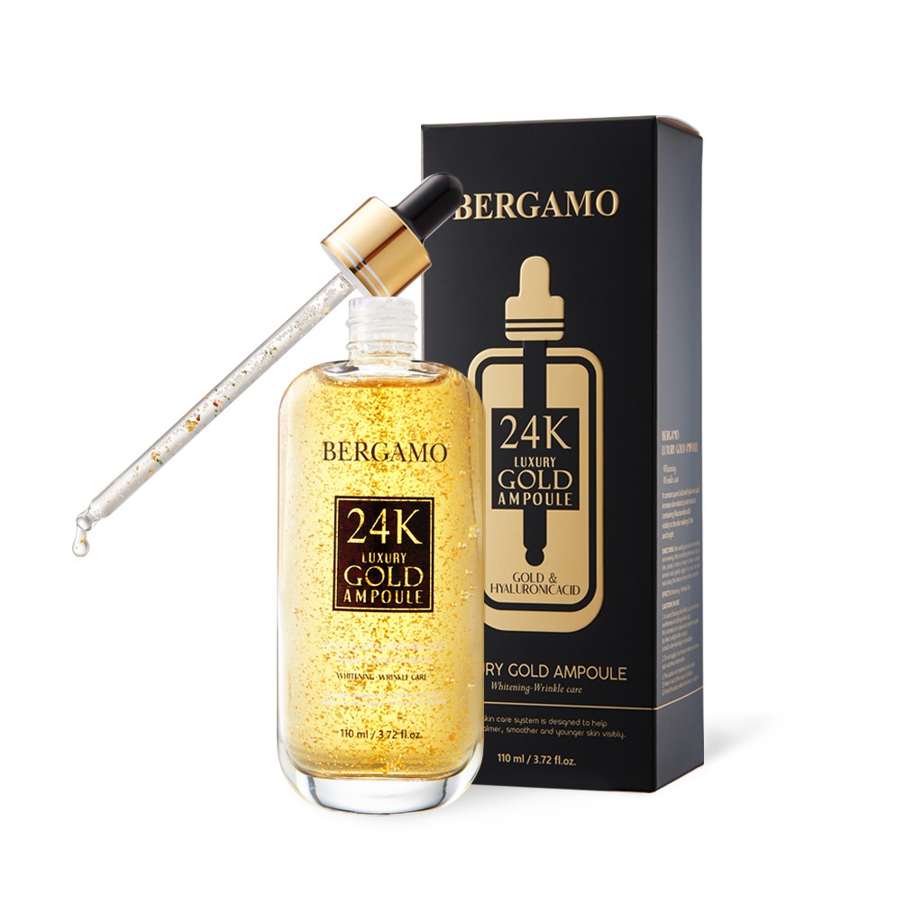 Tinh Chất Vàng 24K BERGAMO Sang Trọng Hỗ Trợ Chăm Sóc Dưỡng Ẩm Cho Da Hiệu Quả 24K Luxury Gold Glow Ampoule110ml