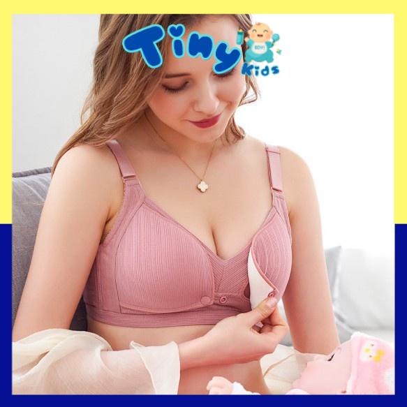 Áo lót bầu cho con bú sau sinh chống chảy xệ có cúc bấm trước, không gọng, đồ lót bầu - AL11 - Tiny Kids