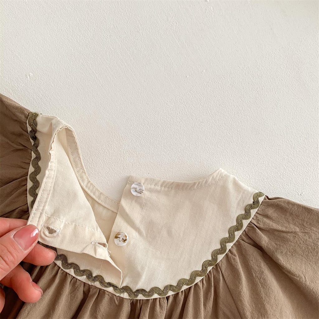 Bộ Áo Liền Quần Vải Cotton Tay Ngắn Màu Trơn Dễ Thương Cho Bé Sơ Sinh