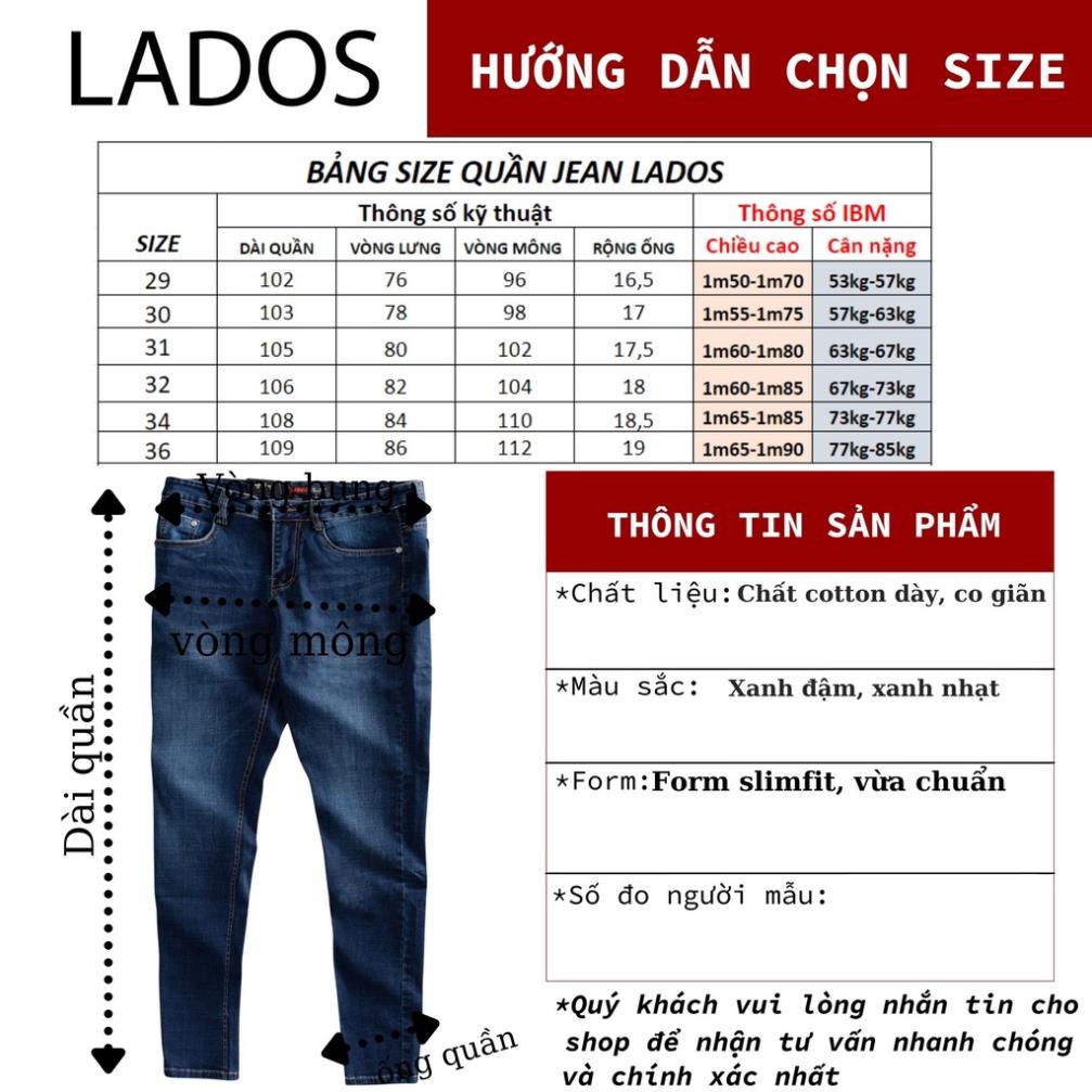 Quần jean nam co giãn cao cấp trơn Lados-4068 Form slimfit chuẩn, thoải mái, không xù lông, ra màu