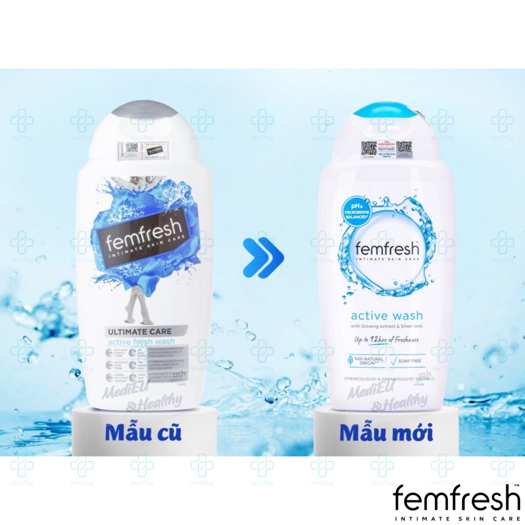 Dung Dịch Vệ Sinh Nam Femfresh Active Wash (Xanh Dương) - Dung Dịch Vệ Sinh, Chăm Sóc Vùng Kín (250ml) [Chính Hãng UK]