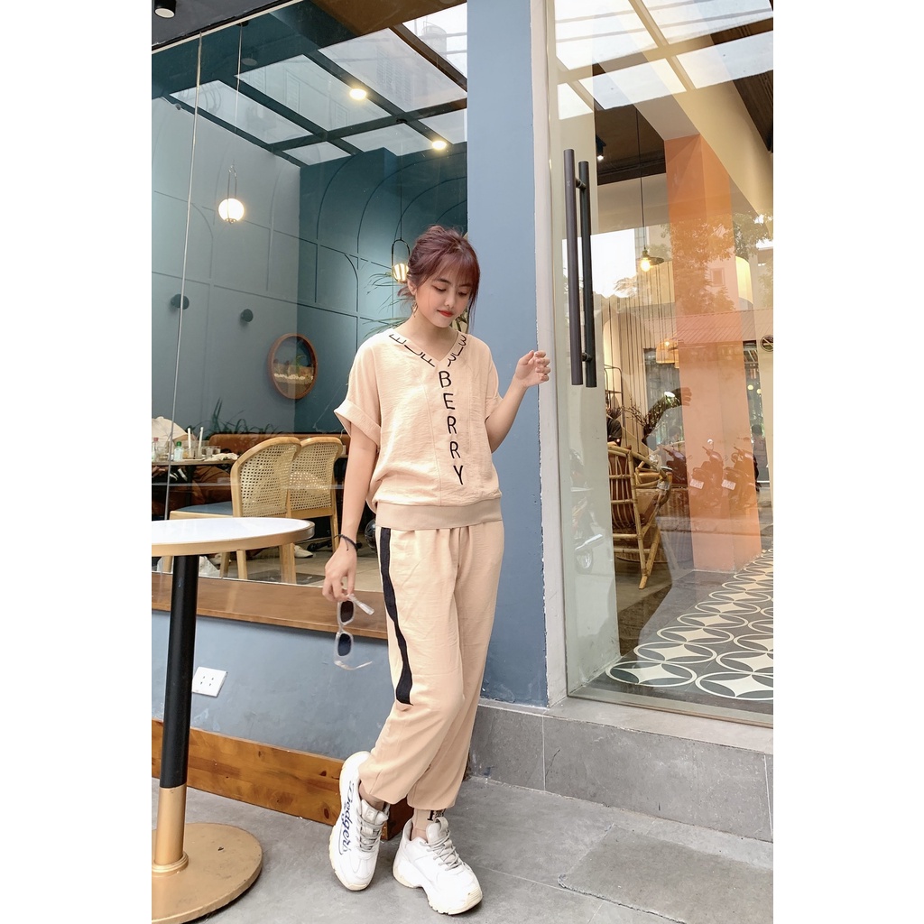 Bộ đồ đũi nữ thêu thể thao, Bộ đũi nữ mặc ở nhà BubBe.Ri chất Đũi Chất đẹp 🌸 Đồ bộ đũi nữ chất đẹp