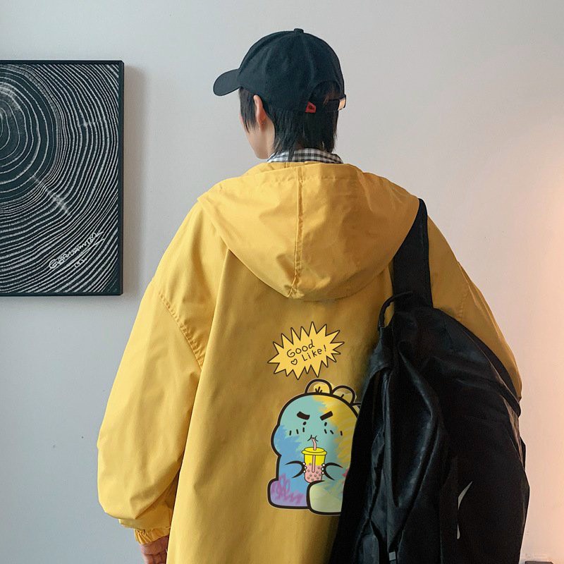 Áo Khoác Dù Nam Nữ Có Nón Unisex Form Rộng Khủng Long Oversize Ulzzang
