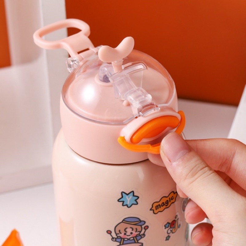 Bình Nước Giữ Nhiệt Inox 304 Cao Cấp Hình Vịt Con, Bình Đựng Nước Đi Học Cho Bé Xinh Xắn