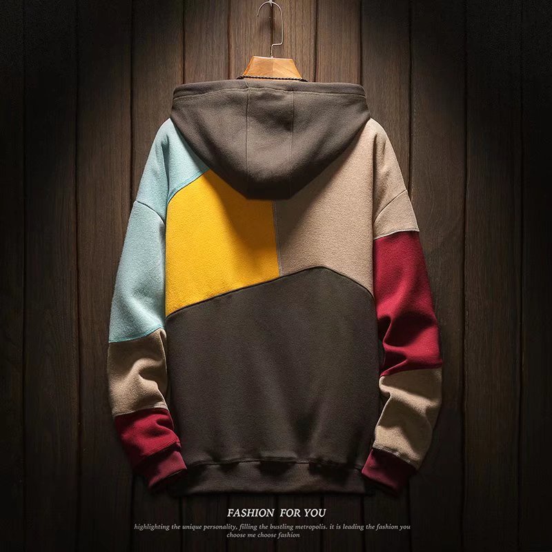 Áo Hoodie Lót Lông Cừu Màu Sắc Thời Trang Xuân Thu Cho Nam Size m-3xl