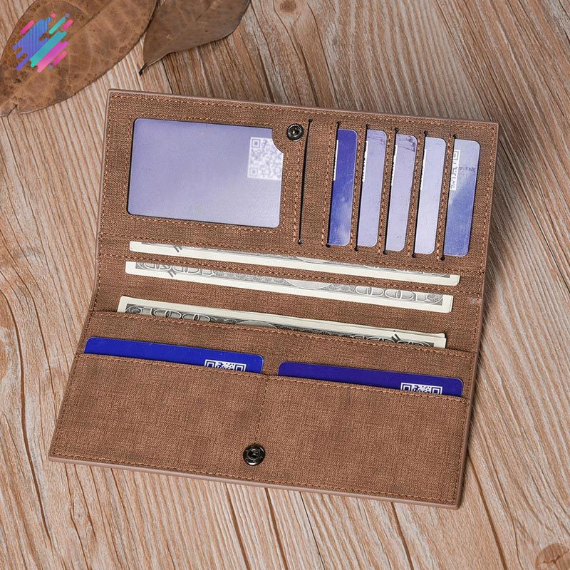 bóp da PU dáng dài màu nhám đơn giản có ngăn đựng thẻ cho nam