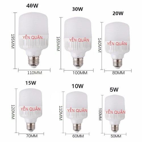 Bóng đèn led búp trụ công suất 10w, 15w, 20w, 30w, 45w, 50w, 5w giá sỉ tiết kiệm điện