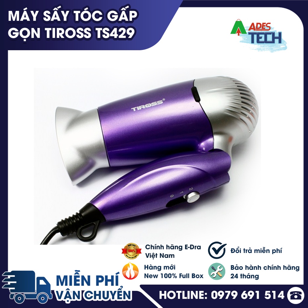Máy Sấy Tóc Tiross TS429 | Máy Sấy Có Thể Gấp Gọn Kết Hợp Móc Treo Tiện Lợi