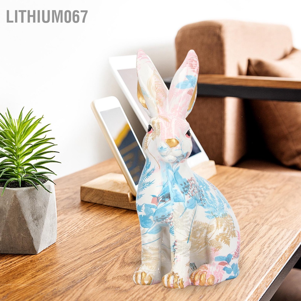 Lithium067 Tượng thỏ đầy màu sắc Phong cách châu Âu Hình thủ công bằng tay không độc hại vườn cho văn phòng