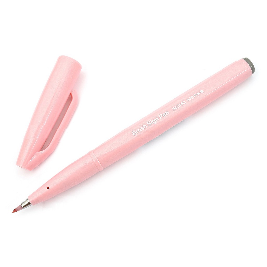 Bút lông đầu cọ viết calligraphy Pentel Fude Touch Brush Sign Pen - Màu hồng nhạt (Pale Pink)