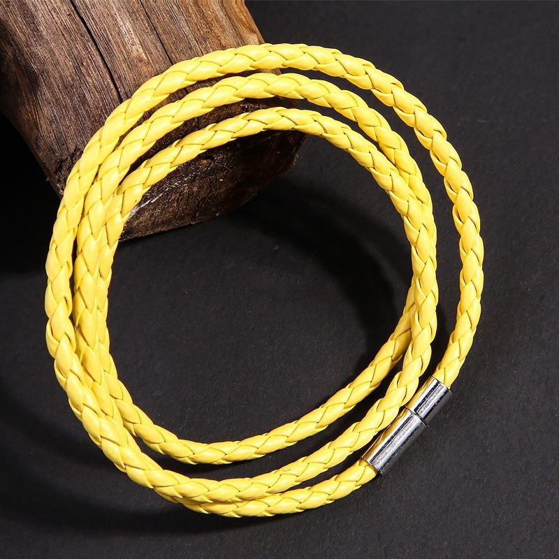 Vòng tay dây da nhiều lớp có khóa nam châm thời trang Hàn Quốc