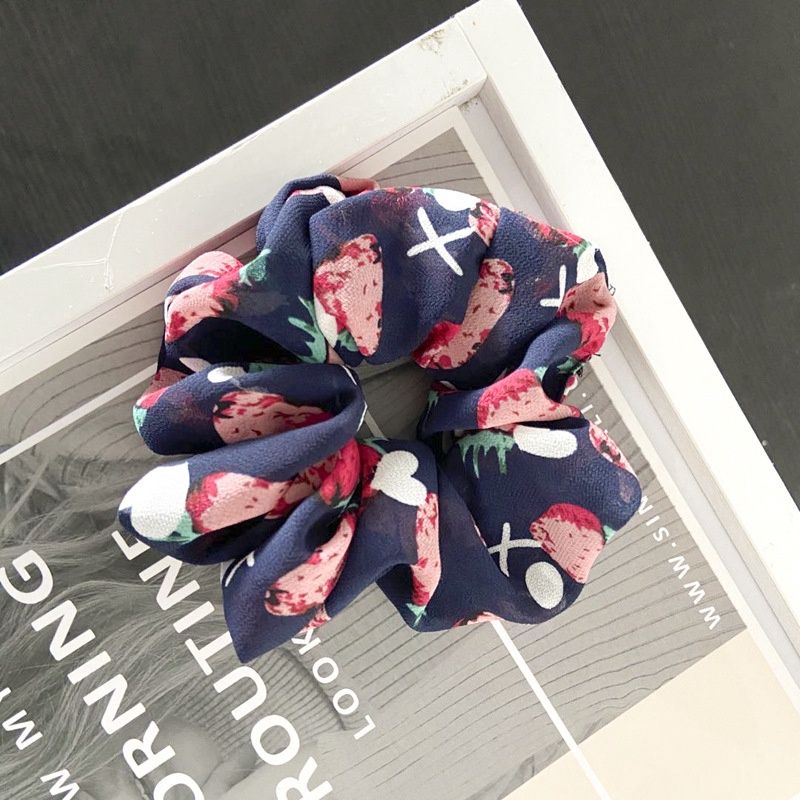 Mới Dây Buộc Tóc Co Giãn Họa Tiết Dâu Tây Đáng Yêu