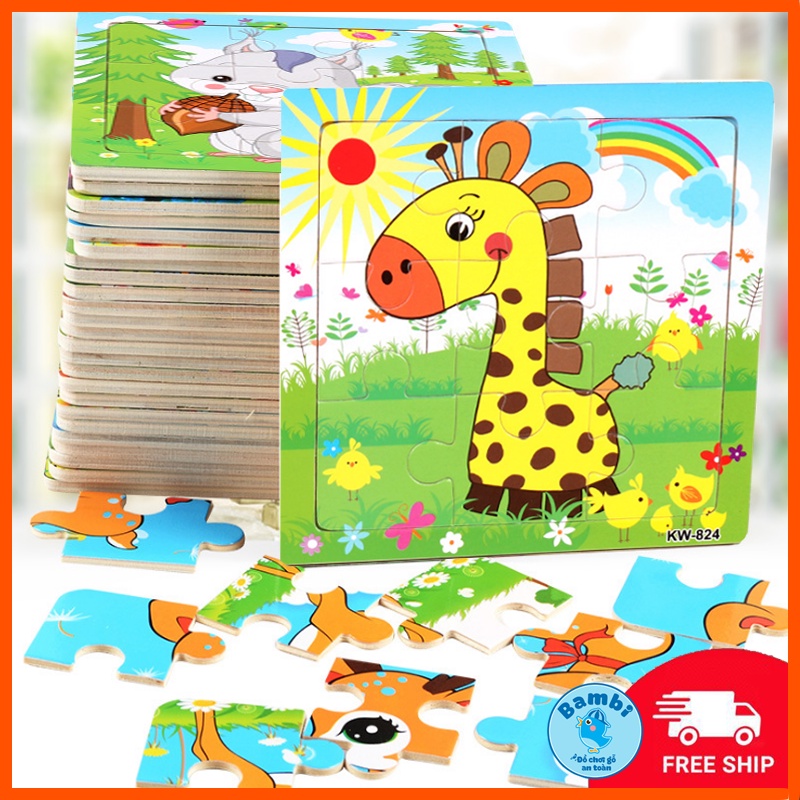 9 miếng] Đồ chơi tranh ghép hình gỗ puzzle - Bộ ghép hình - Tranh xếp hình