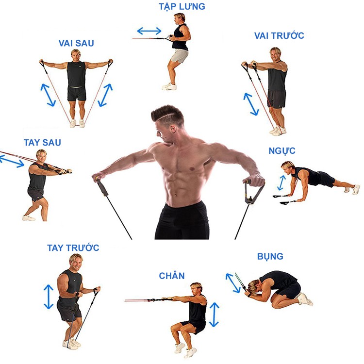 BỘ 5 DÂY NGŨ SẮC TẬP GYM ĐÀN HỒI Chính Hãng