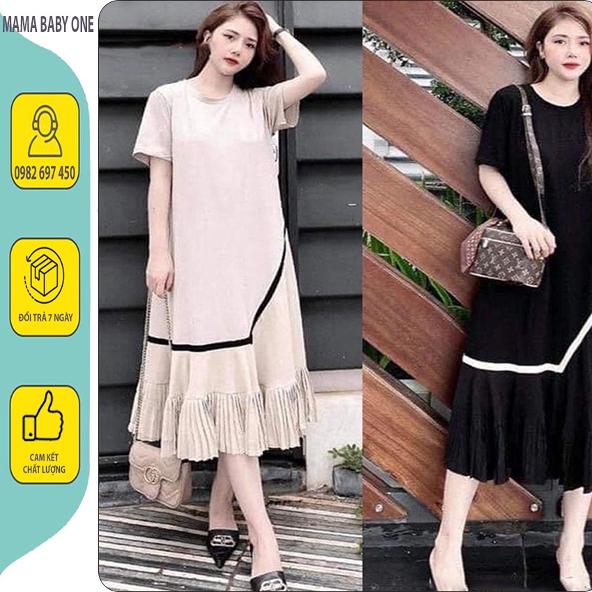 VÁY BẦU CÔNG SỞ ĐẸP - ĐẦM BẦU THIẾT KẾ DÁNG XUÔNG, ĐEN VIỀN TRẮNG SANG TRẢNH ĐI LÀM ĐI CHƠI ĐƯỢC...