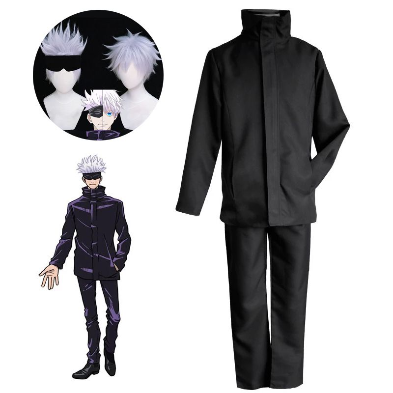 Trang phục cosplay màu xanh đen gồm áo và quần/tóc giả cho tiệc giáng sinh