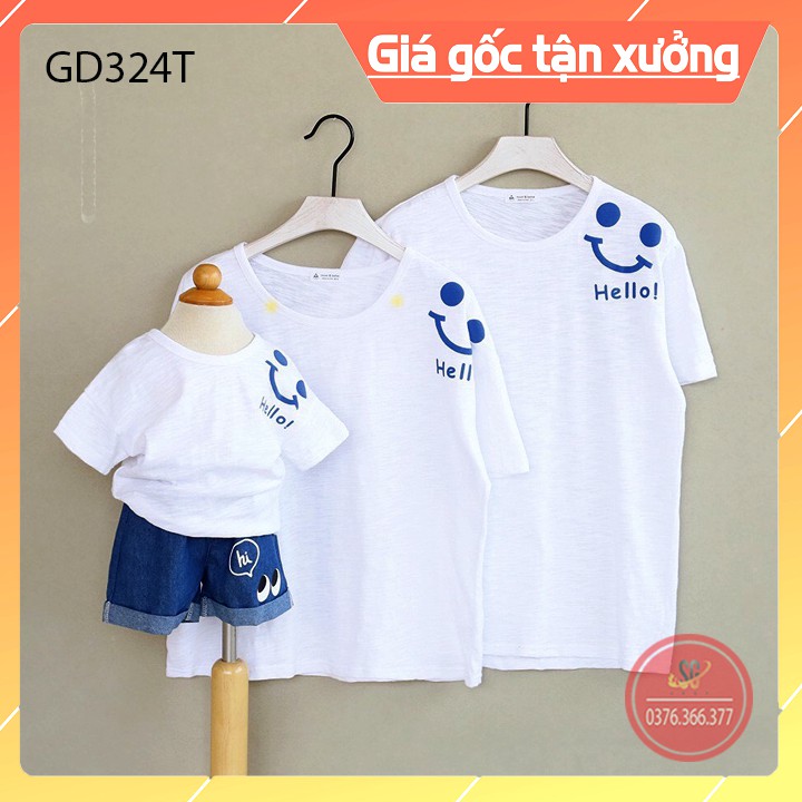 Áo thun đồng phục gia đình mẫu Mặc Cười màu trắng thun cotton mềm mịn GD324T