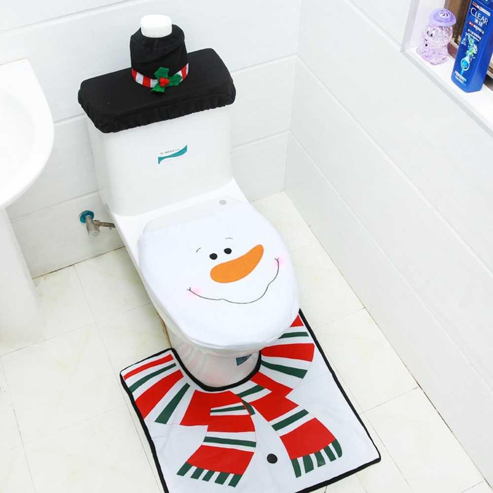 Vỏ Bọc Bệ Ngồi Toilet Họa Tiết Ông Già Noel DIY Trang Trí Giáng Sinh