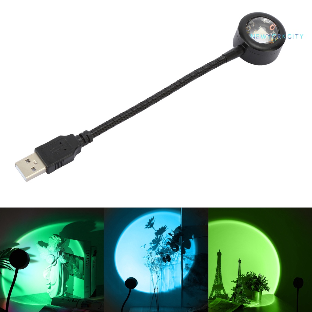 Bộ Đèn Chiếu Màu Cầu Vồng RGB Sạc Cổng USB Điều Khiển Từ Xa