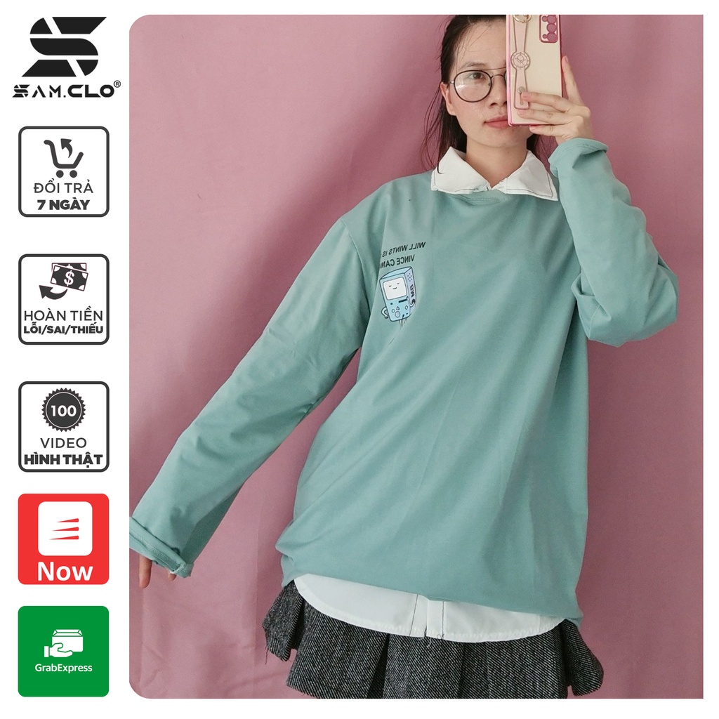 Áo thun TAY DÀI nữ SAM CLO ULZZANG freesize phông form rộng dáng unisex mặc cặp, nhóm, lớp in hình MÁY CHƠI GAME | BigBuy360 - bigbuy360.vn