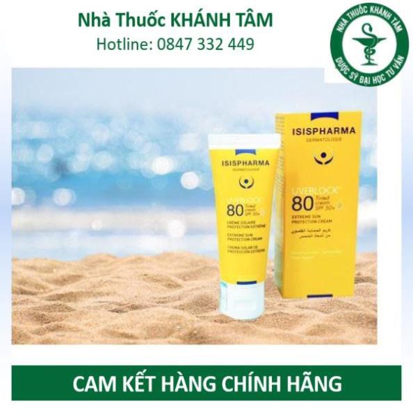 ! Kem chống nắng ISIS Pharma Uverblock 80 Tinted màu nâu 40ml ! !