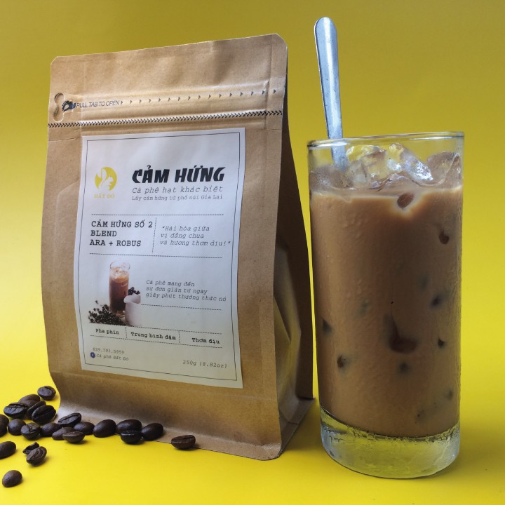 Cà phê rang xay Cảm hứng số 2 kết hợp hạt Robusta và Moca từ cafe Đất Đỏ - Cafe nguyên chất gói 250g