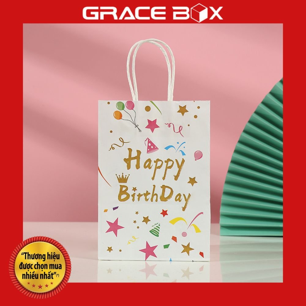 Túi Giấy Quà Tặng Chúc Mừng Sinh Nhật Happy Birthday Xinh Xắn - Siêu Thị Bao Bì Grace Box