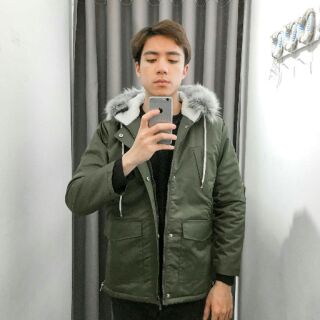 Áo parka nam xanh rêu M