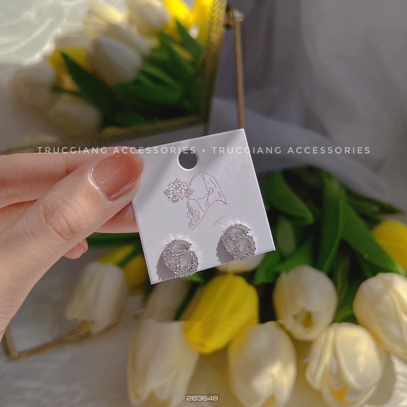 Bông tai xi bạch kim siêu sáng