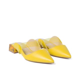 Giày mules gót trong suốt