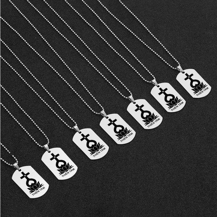 Dây chuyền inox thẻ bài khắc dấu thiên tâm - Đem lại bình an, may mắn cho người đeo