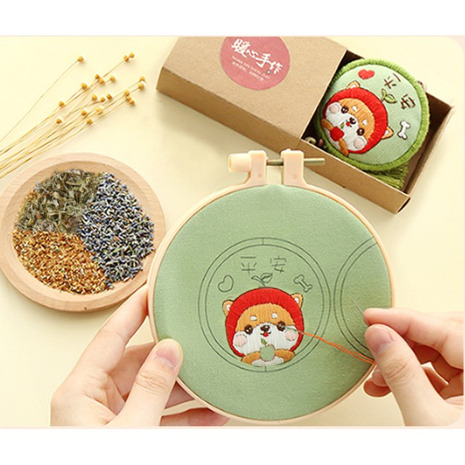 Bộ dụng cụ tự thêu bùa bình an đơn giản hình động vật hoạt hình dễ thương trang trí xe hơi/phòng ốc/làm quà sinh nhật