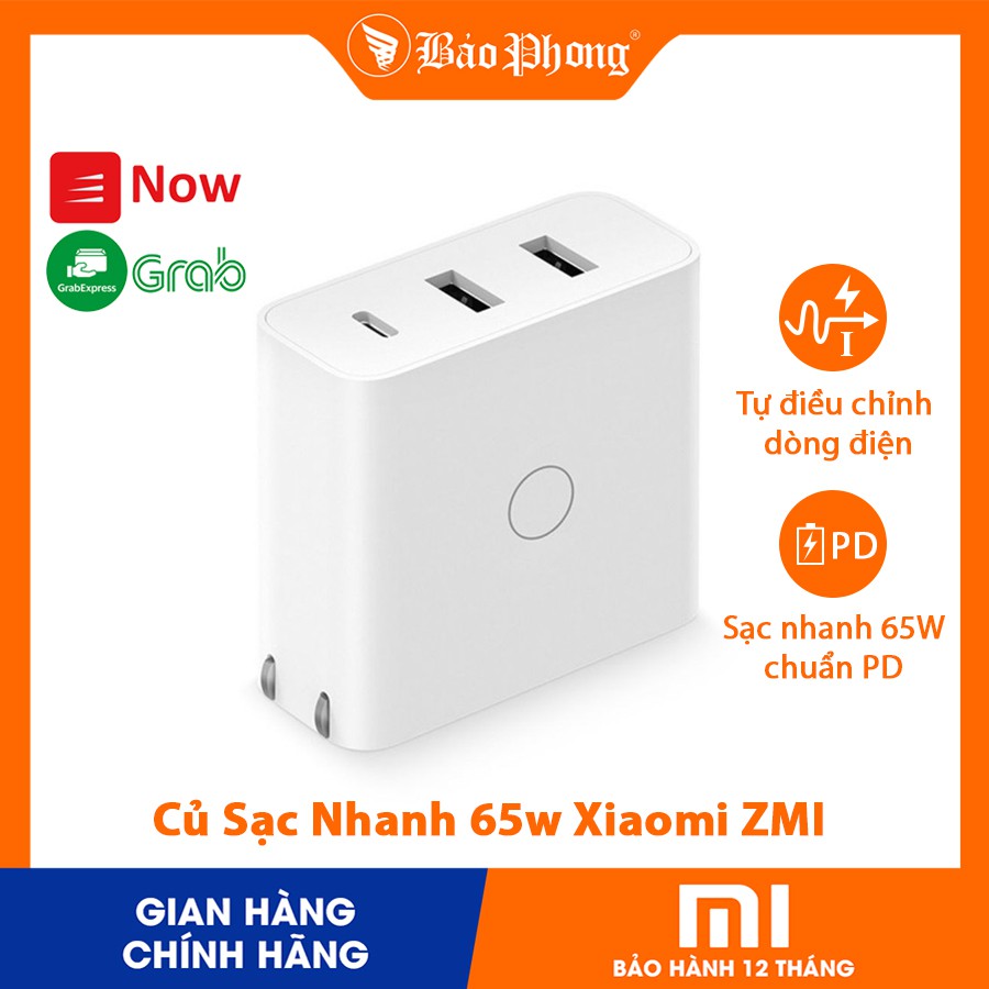 Củ Sạc Nhanh 65w Xiaomi ZMI Chuẩn PD 3 Cổng - Hàng Chính Hãng