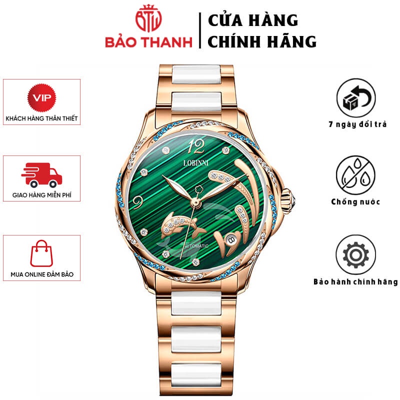 Đồng Hồ Nữ LOBINNI No.2060-9 Chính Hãng BH 24T Chịu Nước 50m Kính Chống Xước Dây Thép Không Gỉ