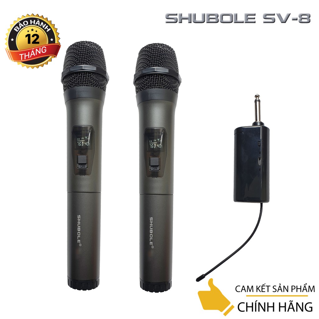 Micro Karaoke không dây đa năng SHUBOLE SV-8/VIETSTAR MV 01 (2 MIC) hút mic tốt, hát hay - Dùng cho loa kéo, amply, vang