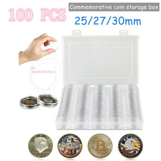 100 pcs 25/27/30mm commemorative coin storage box transparent round capsule coin storage box