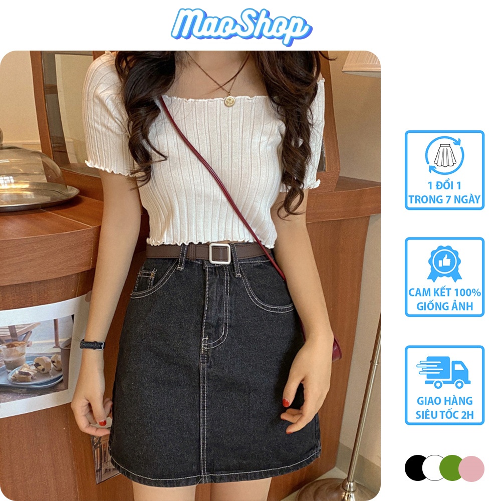 Áo hở vai nữ croptop len tăm ngắn tay, Áo trễ vai nữ phong cách ulzzang Hàn Quốc C09 - MaoMao