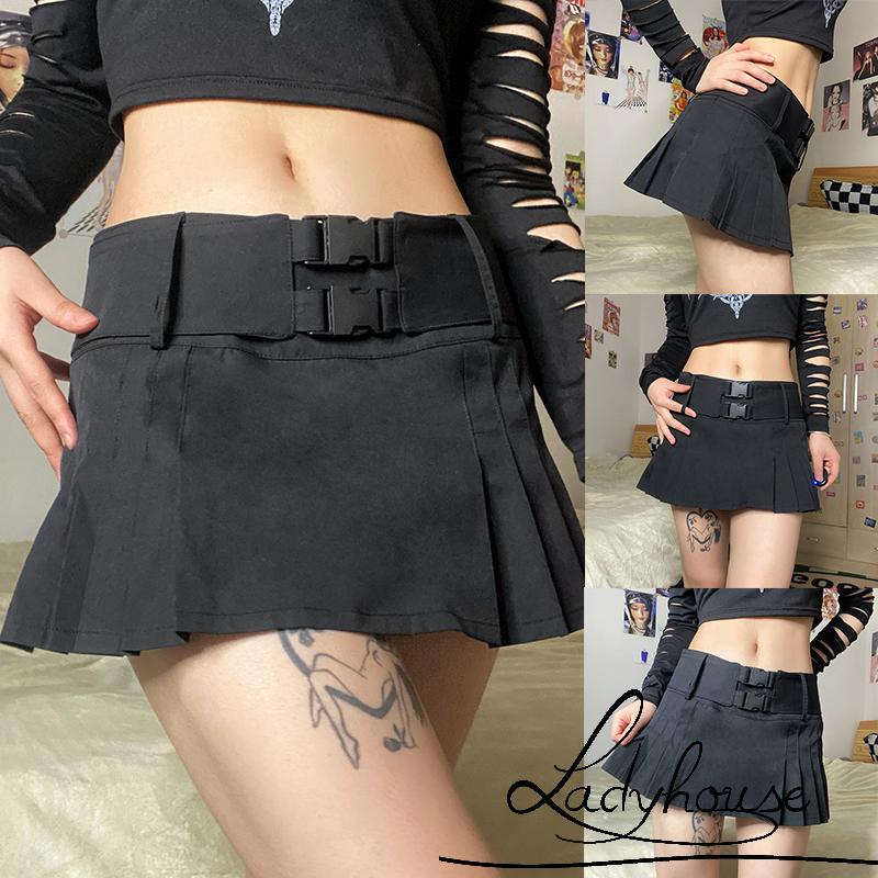 Chân váy xếp ly lưng cao màu sắc thời trang mùa hè cho nữ