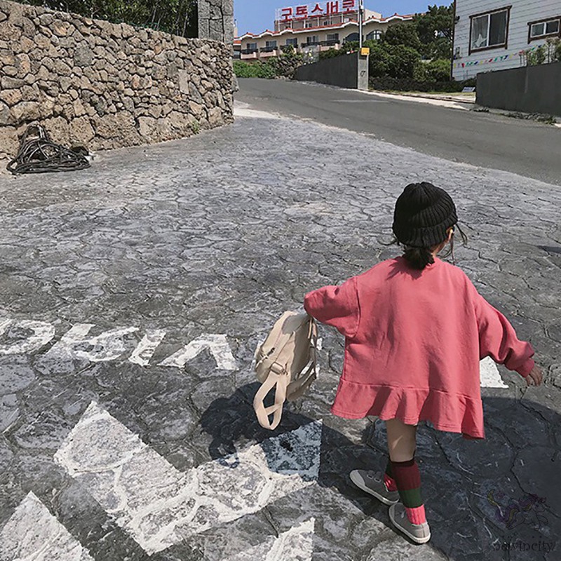 Đầm Dáng Rộng In Chữ Phong Cách Thời Trang Mùa Thu Hàn Quốc Cho Bé Gái