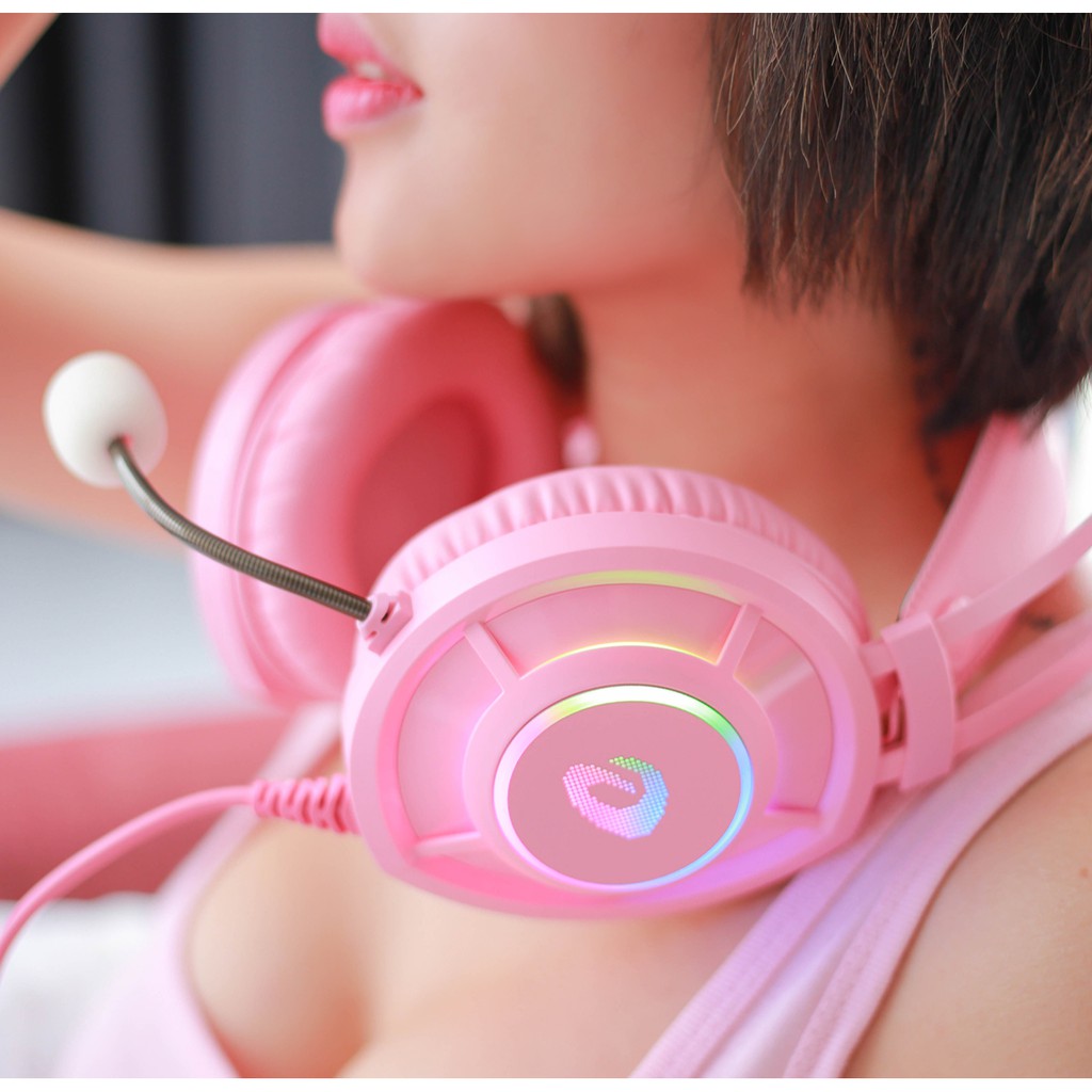 Tai nghe Dareu EH469 Pink Cat / Black 7.1 Surround LED RGB | BigBuy360 - bigbuy360.vn