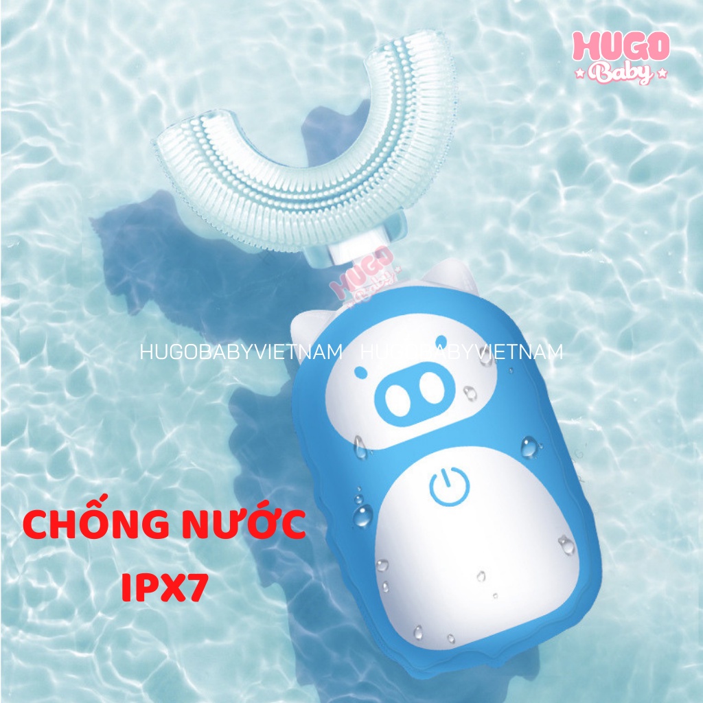 Bàn chải điện chữ U cho bé, máy đánh răng tự động - Hugo Baby