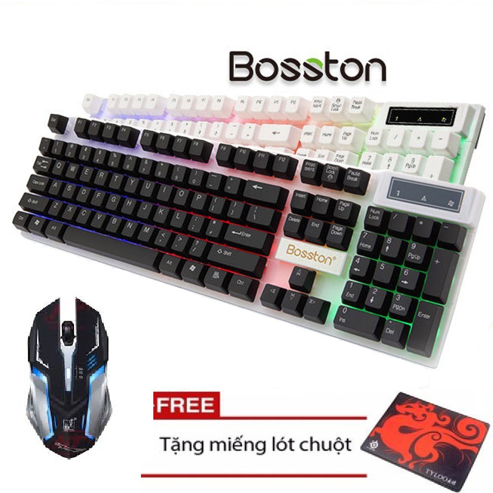 Combo bàn phím LED giả cơ Bosston k310 và chuột chơi Game K1 (Đen) + Tặng kèm lót chuột