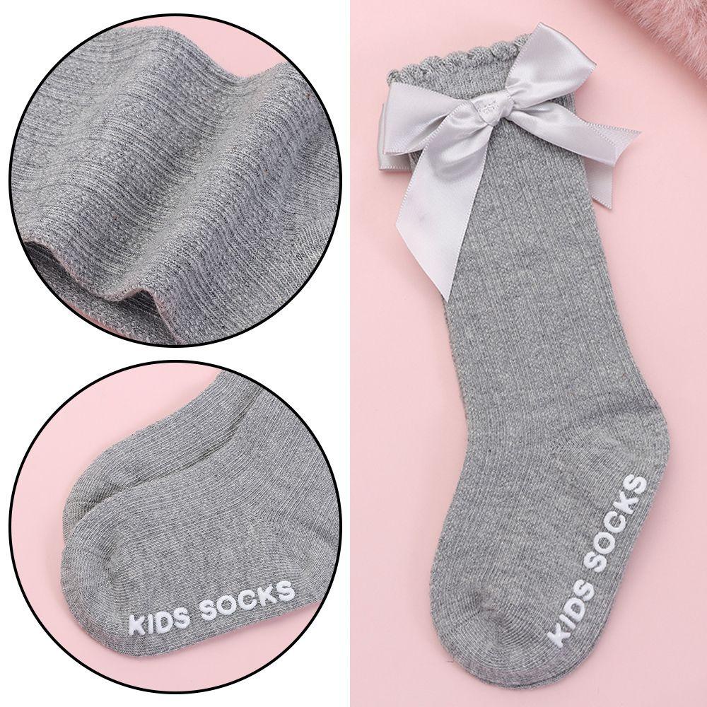 1 Đôi Vớ Cotton Mềm Mại Chống Trượt Đính Nơ Cho Bé Gái Sơ Sinh