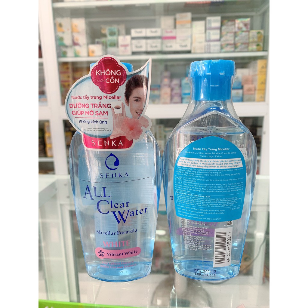 Nước tẩy trang dưỡng trắng Senka All Clear Water Micellar Formula White 230ml