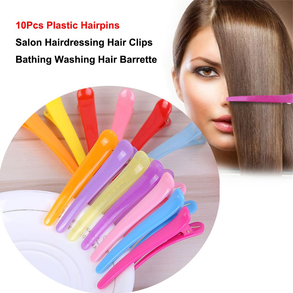 Set 10 Kẹp Tóc Bằng Nhựa Dùng Trong Salon Làm Tóc