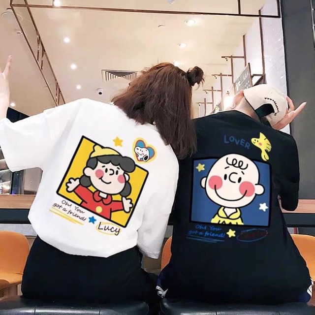 Áo thun nữ tay lỡ lucy charlie 2 màu unisex oversize tay lỡ form rộng cotton DƯ TÚ LỆ