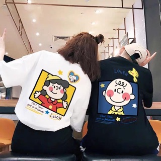 MS161 Áo thun nữ tay lỡ lucy charlie 2 màu unisex oversize tay lỡ form rộng cotton DƯ TÚ LỆ