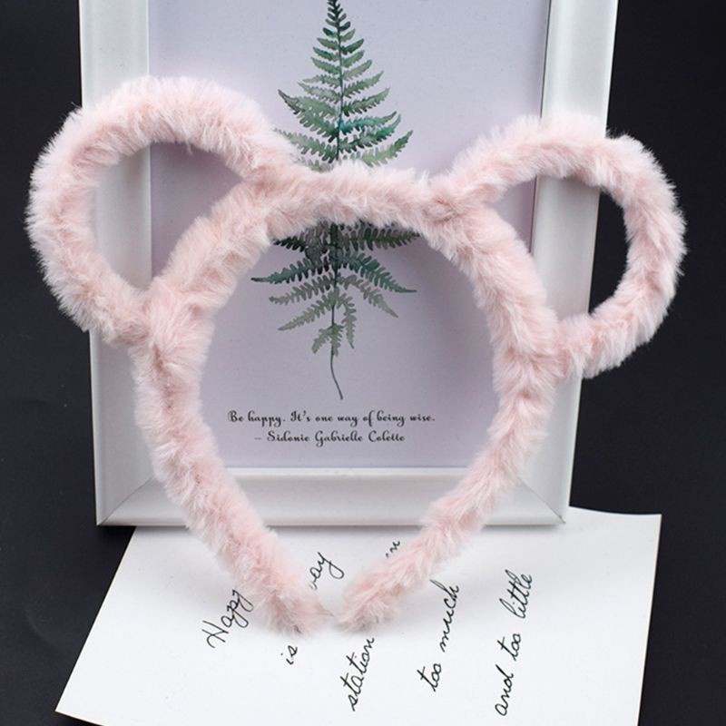 Băng Đô Phối Lông Dày Dặn Màu Kẹo Hình Tai Gấu / Chuột Dễ Thương Cho Nữ