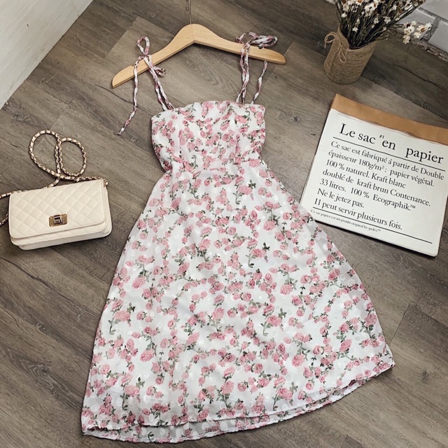 VÁY VOAN HOA HOA HAI DÂY KÈM MÚT | BigBuy360 - bigbuy360.vn