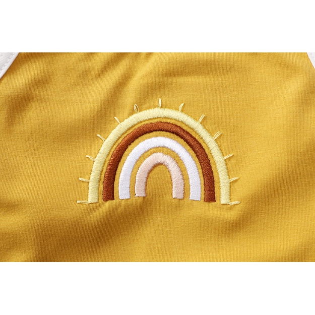 Áo Liền Quần Cotton Hai Dây Thêu Hình Cầu Vồng Cho Bé Gái